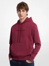 Michael Kors Embossed Logo Cotton Blend Hoodie In Burgundy