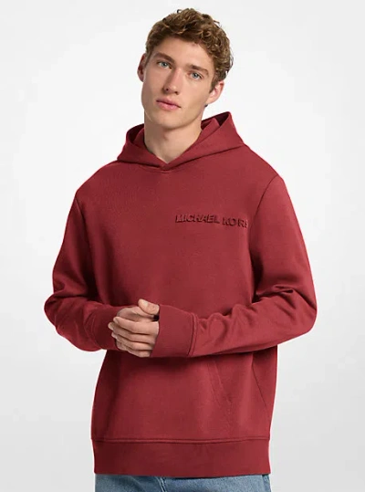 Michael Kors Embossed Logo Cotton Blend Hoodie In Red
