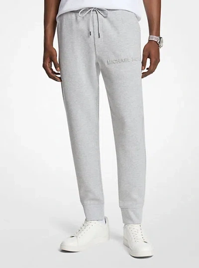 Michael Kors Embossed Logo Cotton Blend Joggers In Brown