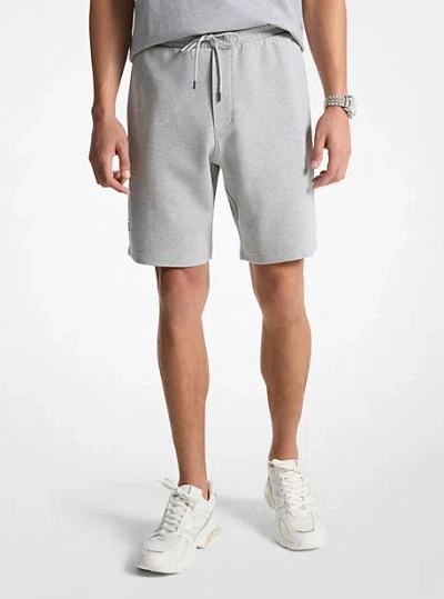 Michael Kors Embossed Logo Cotton Blend Shorts In Brown