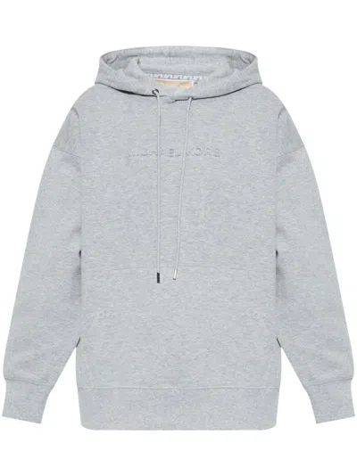 Michael Kors Embossed Logo Hoodie In Gray