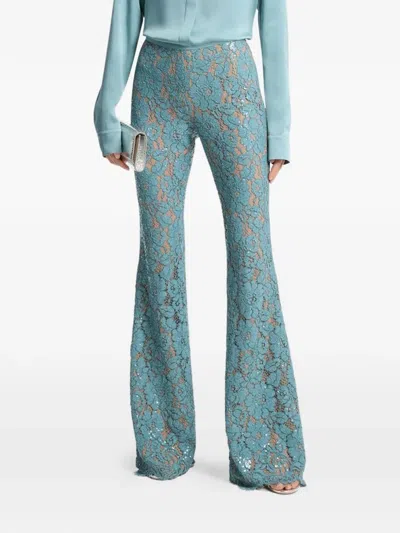 Michael Kors Embroidered Flared Trousers In Green