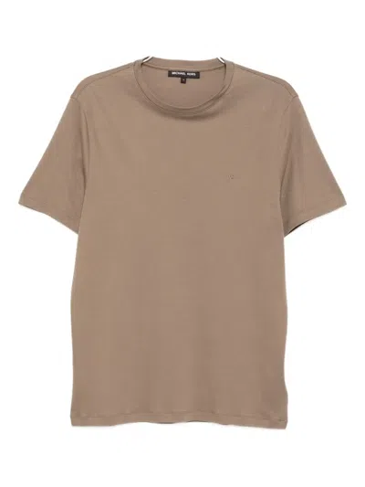 Michael Kors Embroidered-logo Cotton T-shirt In Brown