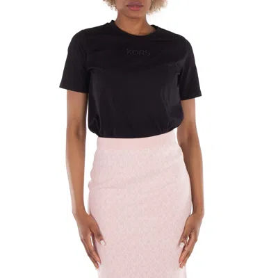 Michael Kors Embroidered Logo Crew Neck T-shirt In Black