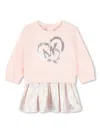 Michael Kors Embroidered-logo Pleated Dress In Pink