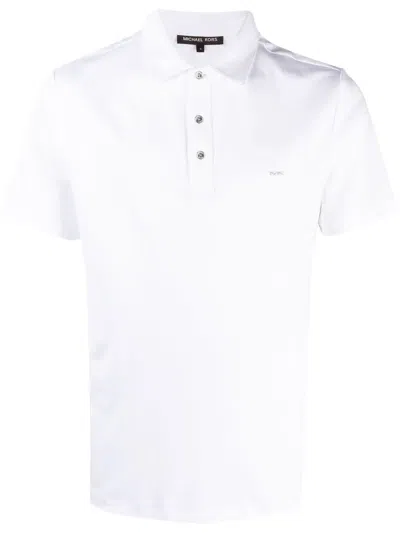 Michael Kors Cotton And Mesh Collar Polo Shirt In White