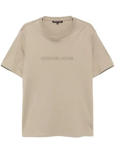Michael Kors Embroidered Logo T-shirt In Nude