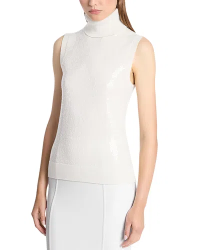 MICHAEL KORS EMBROIDERED SEQUIN CASHMERE SLEEVELESS TURTLENECK SWEATER