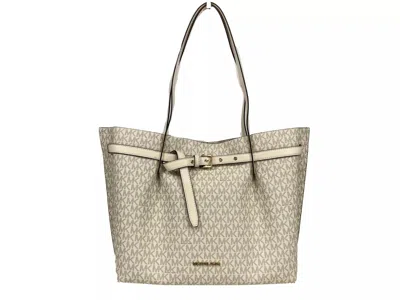 Michael Kors Emilia Large Signature Pvc Tote Bag Purse Light Cream