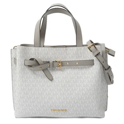 Michael Kors Emilia Monogram Satchel In Brown