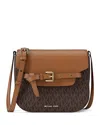 Michael Kors Emilia Small Monogram Saddle Crossbody In Brown