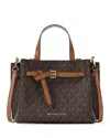 Michael Kors Emilia Small Monogram Satchel In Brown
