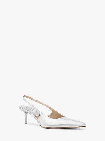 Michael Kors Emma Metallic Leather Slingback Pump In Silver