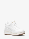Michael Kors Emmy Leather And Mesh Wedge Trainer In White