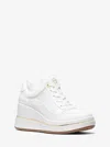 Michael Kors Emmy Leather And Mesh Wedge Trainer In White