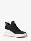 Michael Kors Emmy Mesh Zip-up Wedge Trainer In Black