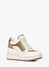 Michael Kors Emmy Mixed-media Wedge Trainer In White