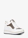 Michael Kors Emmy Signature Logo And Leather Wedge Trainer In Brown
