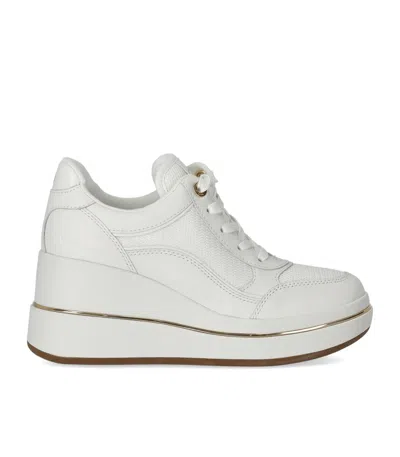 Michael Kors Emmy Wedge White Sneaker In Multi