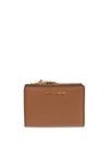 Michael Kors 'empire' Brown Wallet With Logo Lettering In Hammered Leather Woman In Brown