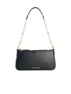 Michael Kors Empire Medium Leather Chain-link Pochette In Black