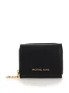 Michael Kors 'empire' Black Tri-fold Wallet With Logo Lettering On The Front