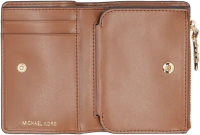 Michael Kors 'empire' Brown Wallet With Logo Lettering In Hammered Leather Woman