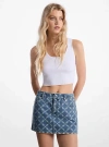 Michael Kors Empire Diamond Print Denim Skirt In Blue