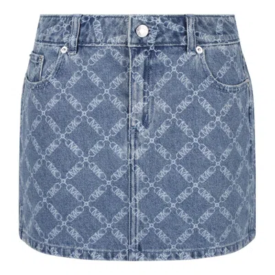 Michael Kors Empire Diamond Print Denim Skirt In Multi
