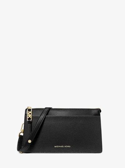 Michael Kors Empire Large Leather Convertible Crossbody Bag In Black