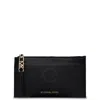 Michael Kors Empire Large Pebbled Leather Card Case In Black