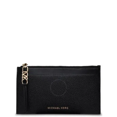 Michael Kors Empire Large Pebbled Leather Card Case In Gold