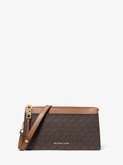 Michael Kors Empire Large Signature Logo Crossbody Bag In Brown