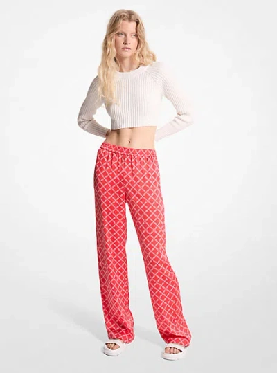 Michael Kors Empire Logo Satin Pajama Pants In Pink