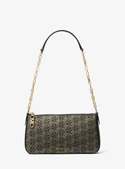 Michael Kors Empire Medium Metallic Chain-link Pochette In Gold