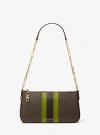 Michael Kors Empire Medium Striped Signature Logo Chain-link Pochette In Green