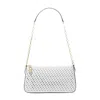 Michael Kors Empire Medium Woven Leather Chain-link Pochette In White