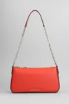 Michael Kors Empire Shoulder Bag In Red Leather In Orange