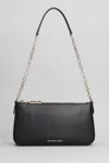 Michael Kors Empire Medium Leather Chain-link Pochette In Black