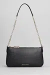 Michael Kors Empire Medium Leather Chain-link Pochette In Black