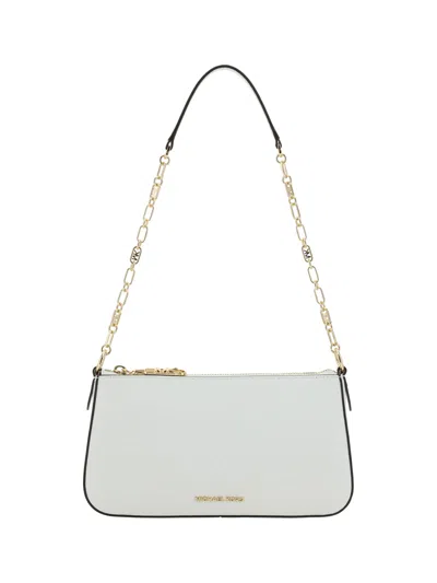 Michael Kors Empire Shoulder Bag In White Leather In Optic White