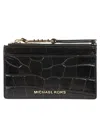 Michael Kors Empire Textured Crocodile Pattern Leather Wallet In Black
