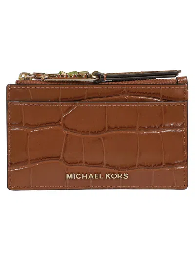 Michael Kors Empire Textured Leather Wallet In Brown