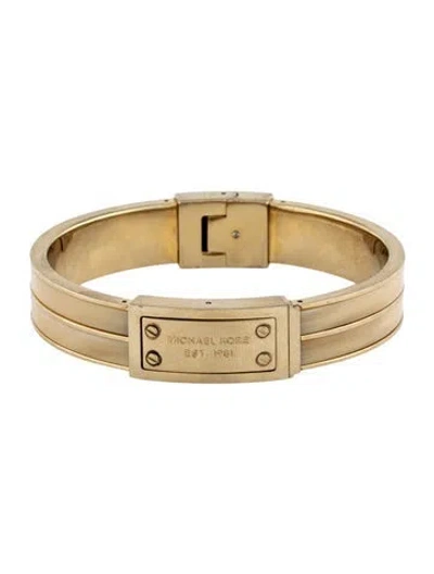 Pre-owned Michael Kors Enamel Plaque Hinged Bangle, 6.75" In Multicolor