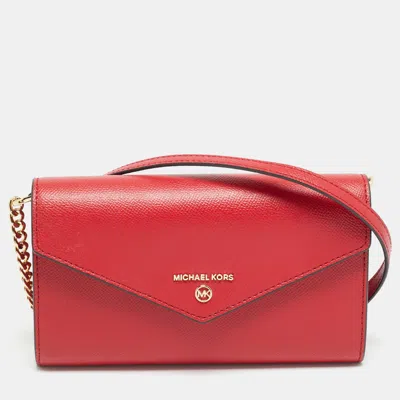 Pre-owned Michael Kors Envelope Red Leather Crossbody Bag