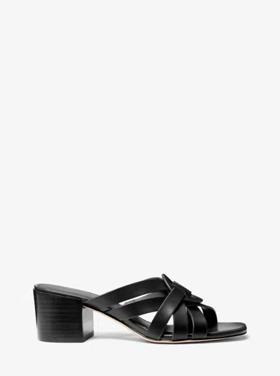 Michael Kors Erika Leather Sandal In Black