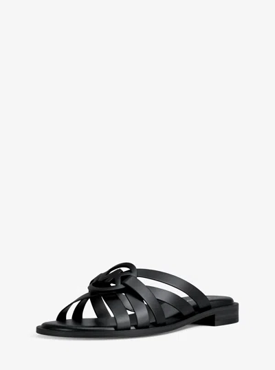 Michael Kors Erika Leather Slide Sandal In Black