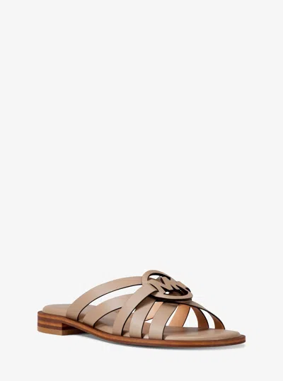 Michael Kors Erika Leather Slide Sandal In Brown