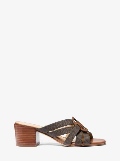 Michael Kors Erika Signature Logo Sandal In Brown