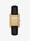 Michael Kors Essex Gold-tone And Crocodile Embossed Leather Watch In Black